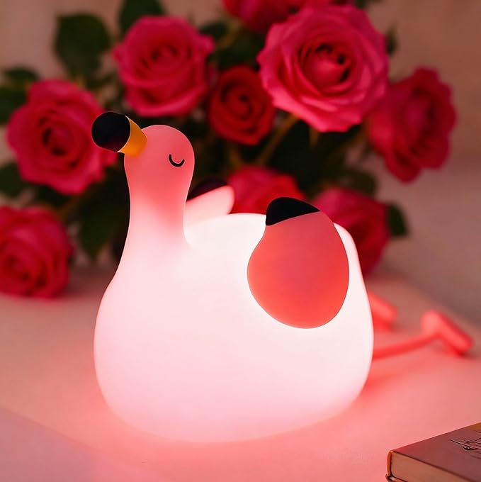 Flamingo Cute Night Light, Flamingo Decor Kids Squishy Lamp, Girls Pink Xams Gifts Trendy Stuff Toys, Rechargeable Dimmable Silicone LED Nightlight, Baby Nursery Dorm Kawaii Bedside Lamps - Bloomnest
