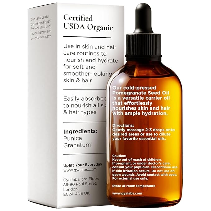 Gya Labs Pomegranate Seed Carrier Oil - 3.4 Fl Oz - for Hair, Skin, Face, Scalp & Body Massage - Bloomnest