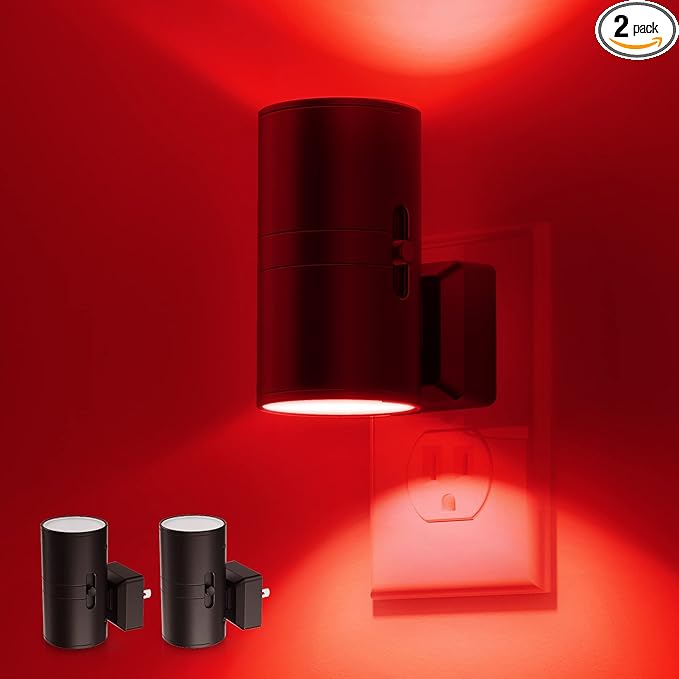L LOHAS LED Red Night Light, Night Lights Plug into Wall, LED Night Lights with Light Sensor, Sleep Aid Red, Dimmable Night Light for Christmas, Holiday Decor, Hallway, Bedroom, 2 Pack - Bloomnest