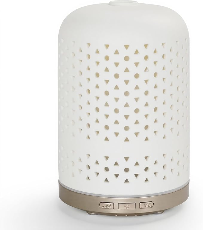 Essential Oil Diffuser – 2.4MHz Ultrasonic Aromatherapy Diffuser, Health Night Light, Timer & Auto Shut-Off, BPA-Free, 120ml Ceramic Scent Diffuser for Home,Yoga, Spa, Meditation, Hotel - Bloomnest