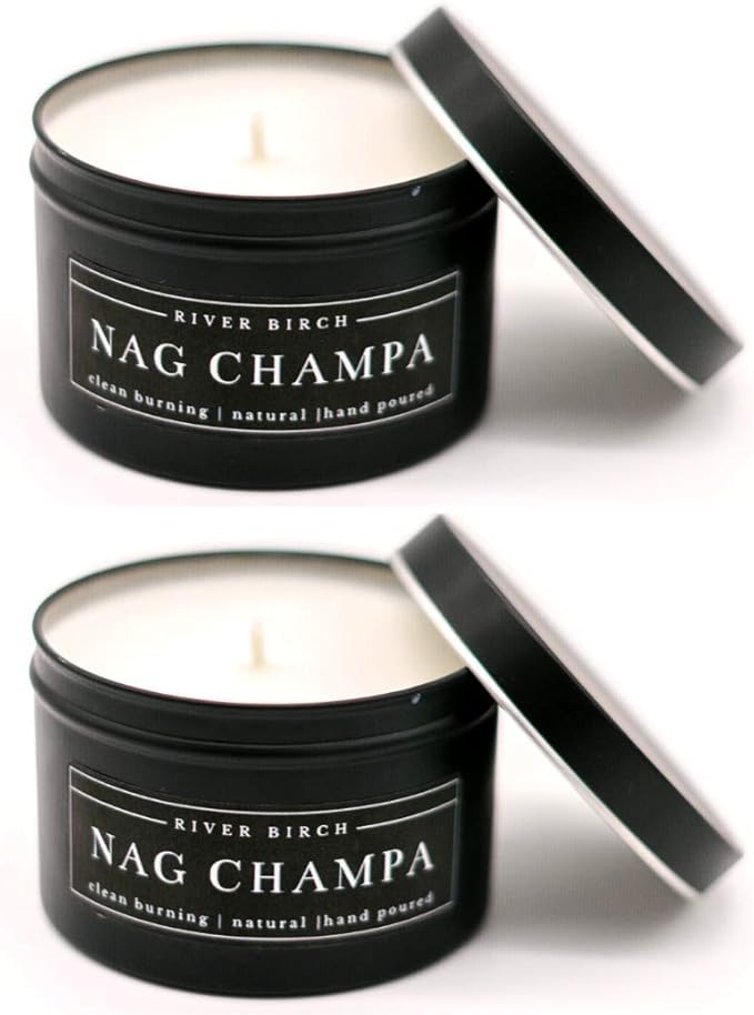 River Birch Candles Nag Champa Scented Candle | Premium, All-Natural, Non-Toxic, Soy Candles | 8 oz. Black Matte Tin Travel Candle | Cozy Relaxing Gifts for Home - Bloomnest