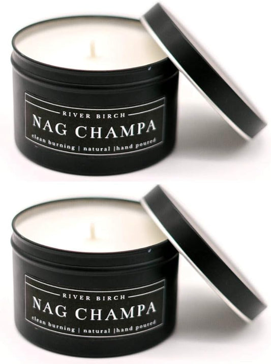 River Birch Candles Nag Champa Scented Candle | Premium, All-Natural, Non-Toxic, Soy Candles | 8 oz. Black Matte Tin Travel Candle | Cozy Relaxing Gifts for Home - Bloomnest