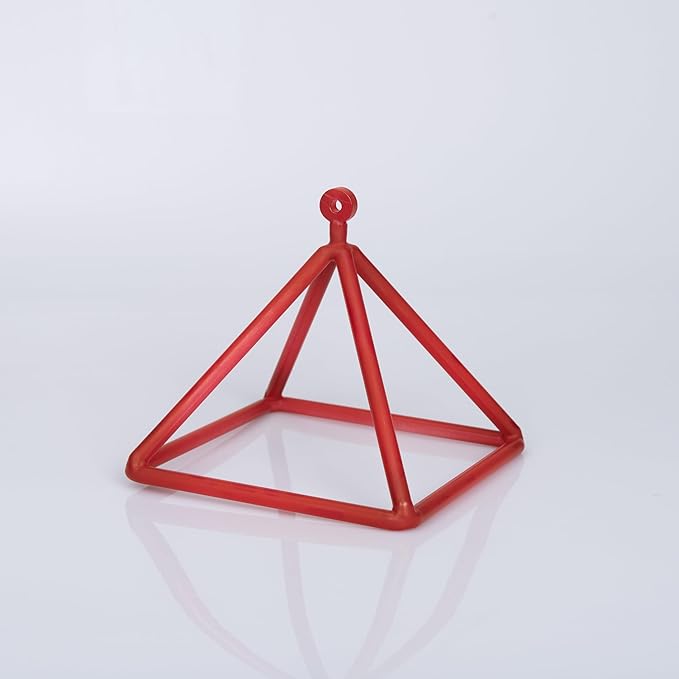 TOPFUND Red Crystal Singing Pyramid 10 inch with Carrying Case and Quartz Suede Mallet