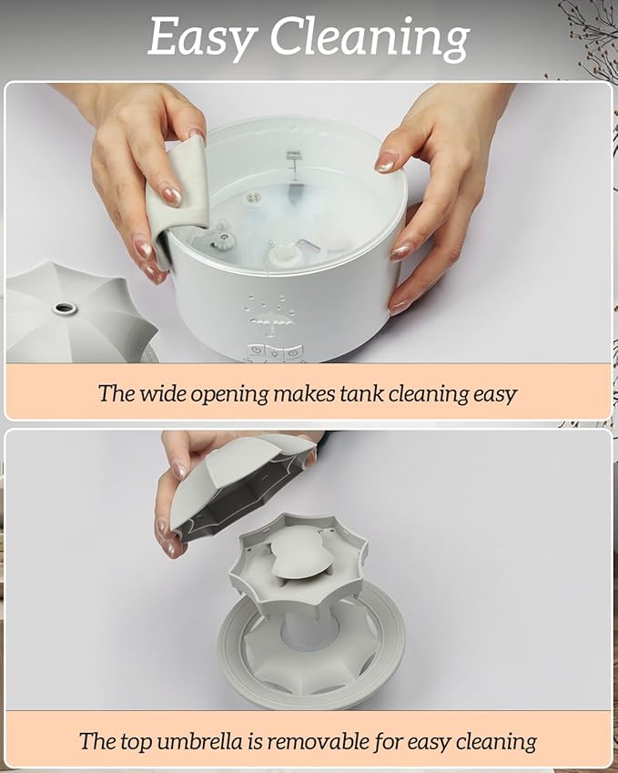 Aesthetic 2-in-1 Humidifier Oil Diffuser with 360° Rotating Raindrop & 7 LED Mood Lights,Ultrasonic Quiet Cool Mist Humidifier for up to 24 Hrs,Ideal Holiday Gifts for Home - Bloomnest