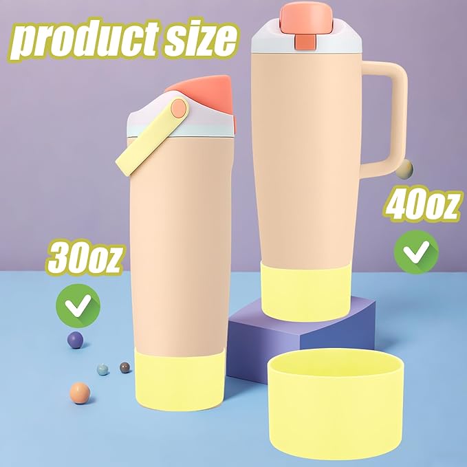 Mity rain 2PCS Protective Silicone Boots for Owala 30oz & 40oz FreeSip Sway Bottles & Tumblers - Accessories for owala, Enhances Stability & Prevents Scratches (Sunny Yellow) Mityrain
