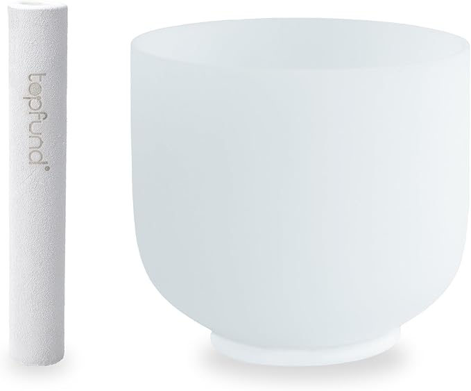 TOPFUND 8 inch 432 Hz F Note Crystal Singing Bowl Heart Chakra with Suede Mallet - Bloomnest