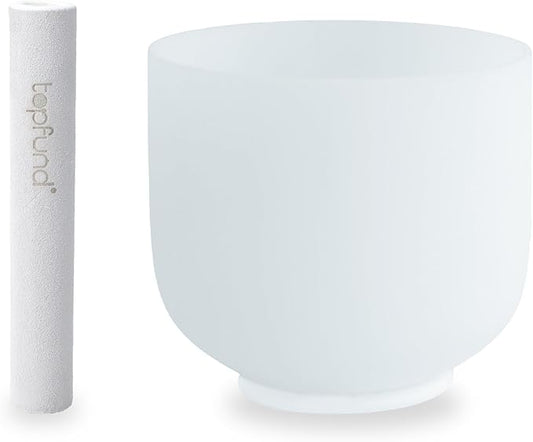 TOPFUND 8 inch 432 Hz F Note Crystal Singing Bowl Heart Chakra with Suede Mallet - Bloomnest