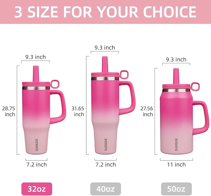 BJPKPK 32oz Stainless Steel Insulated Tumbler with Handle and Straw Travel Coffee Mug Thermal Cups with Lid,Cherry Blossom - Bloomnest
