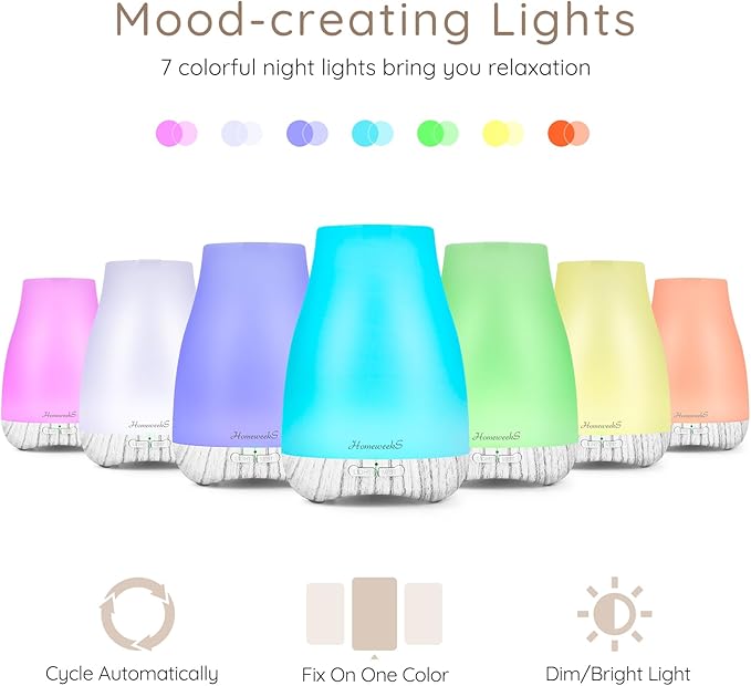 Aromatherapy Essential Oil Diffuser for Room: Air Humidifier Aroma Scent Cool Mist Diffusers Colorful Light Cute Mini Small Waterless Auto Off Ultrasonic for Home Bedroom - Bloomnest