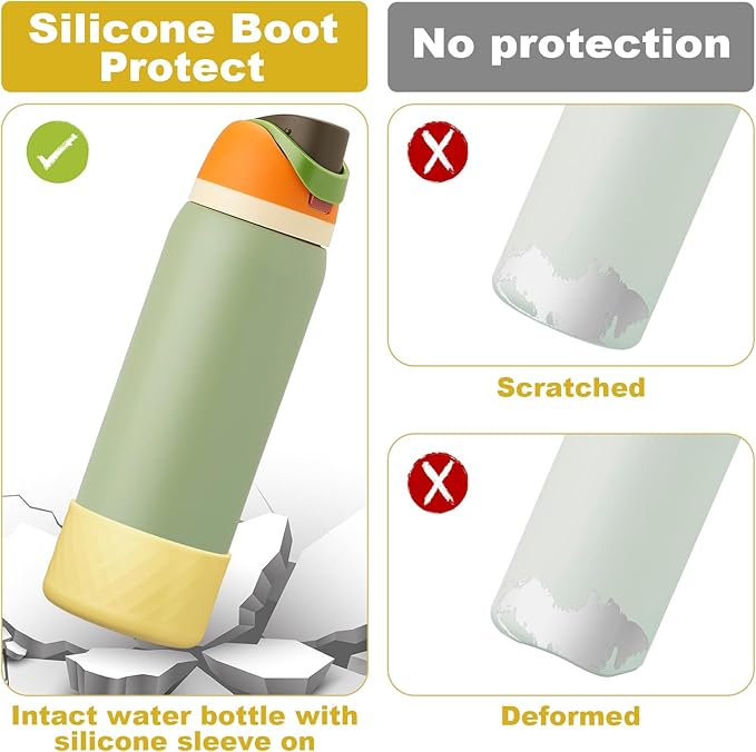 2PCS Silicone Water Bottle Boot for Owala 24oz 32oz 40oz, Anti-Slip Protective Sleeve Bottom Bumper Protector for FreeSip, Twist, and Flip Stainless Steel Water Bottles Alwenid