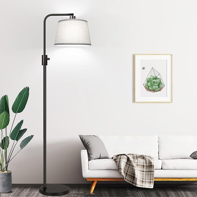 【Upgraded】 Dimmable Floor Lamp, 1000 Lumens LED Edison Bulb Included, Arc Floor Lamps for Living Room Modern Standing Lamp with Gray Shade, Tall Lamps for Living Room Bedroom Office Dining Room - Bloomnest