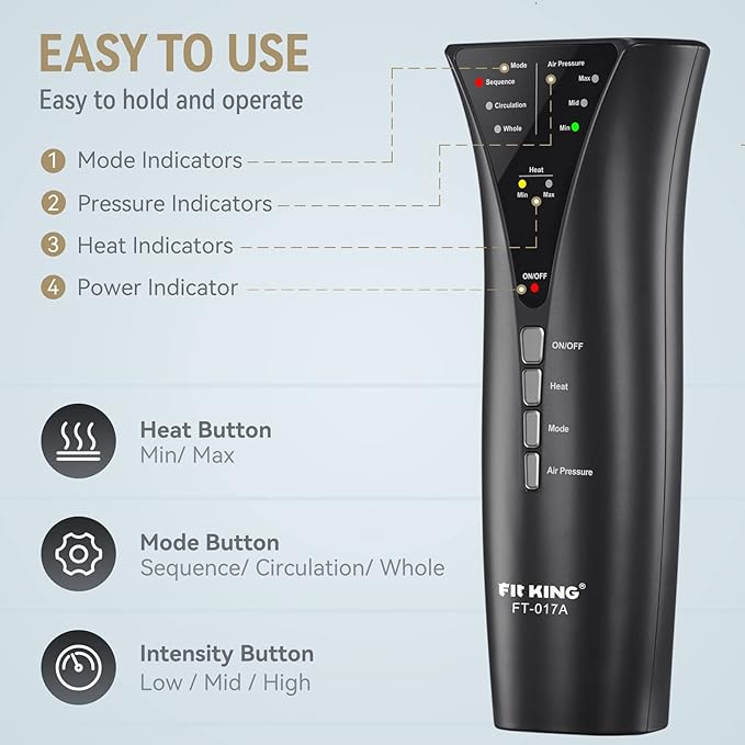 FIT KING Leg Massager with Heat Air Compression Calf Massager for Circulation Helpful for Pain Relief RLS Edema and Relaxation - Great Gift for Wife Mom - Bloomnest