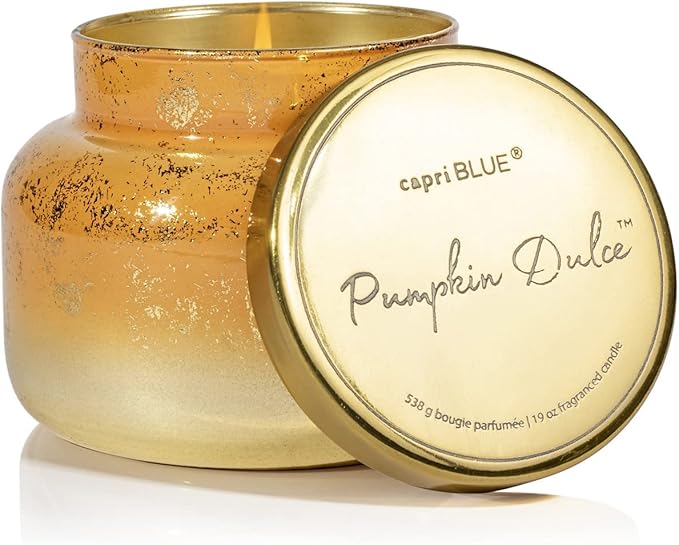 Capri Blue Glimmer Jar Candles - Luxury Holiday Scented Candles for Home - Long Lasting Soy Wax Blend - Scented Holiday & Home Decor - Pumpkin Dulce Signature Jar (19 oz) - Bloomnest