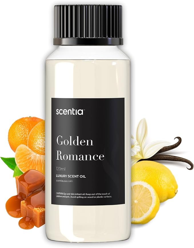 Golden Romance Diffuser Oil | Romantic Essential Aromatherapy Oil for Love and Date Night | Valentine Collection with Mandrin, Lemon, Bourbon & Musk | 120ml | 4.06 Fl Oz, Thanksgiving Gift - Bloomnest