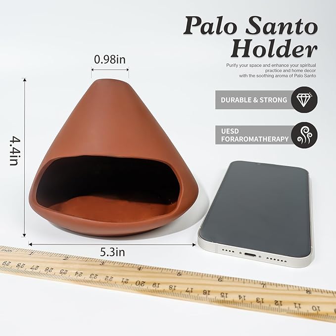 Terracotta Zongzi Palo Santo Holder–Elegant Sage Cone Incense Dish for Zen Meditation Altar, Energy Cleansing&Yoga Spa–Perfect for Mindfulness, Aromatherapy, Stress Relief&Spiritual Decor Gift MOUGIGI