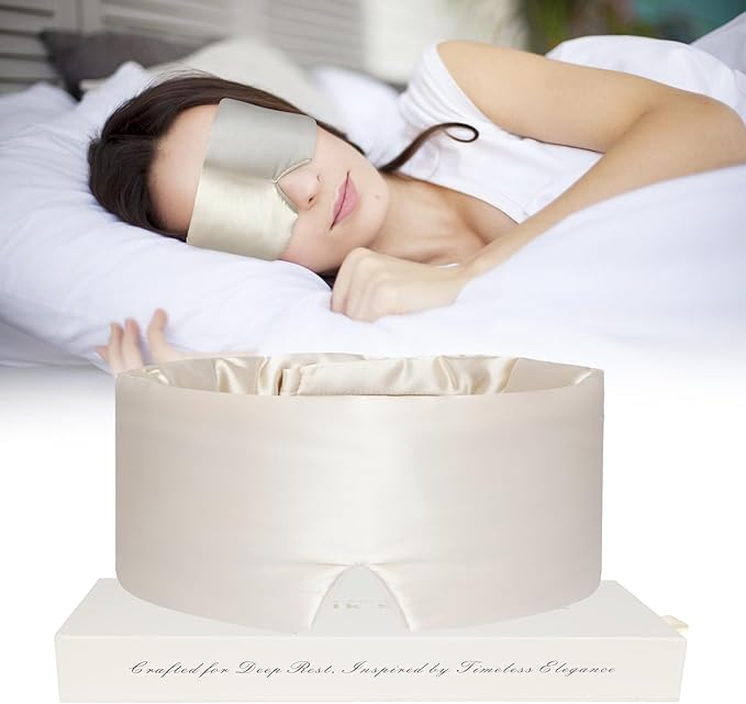 Silk Sleep Mask Champagne – 100% Mulberry Silk Luxury Eye Mask, Total Light Blocking, Breathable & Comfortable for Restful Sleep, Elegant Design – Ideal Gift for Sleep Lovers & Travelers