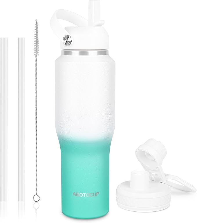 32oz Insulated Water Bottle, Fit in Any Car Cup Holder, Water Bottle with Straw Lids, Stainless Steel Insulated Water Flask Double Wall Leak-proof BPA Free to Keep Cold&Hot - Bloomnest