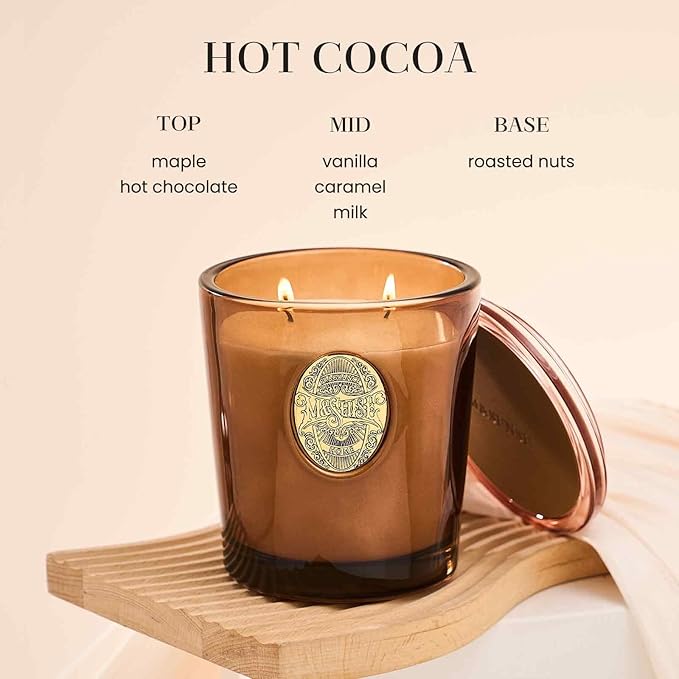 M&SENSE Large Two-Wick Soy Candle | Hot Cocoa & Brown | 19.8 oz, 120H Burn Time | Luxury Scented Candle for Relaxation, Gifting, Home Décor | Ideal for Bedroom, Office, Party Ambiance - Bloomnest
