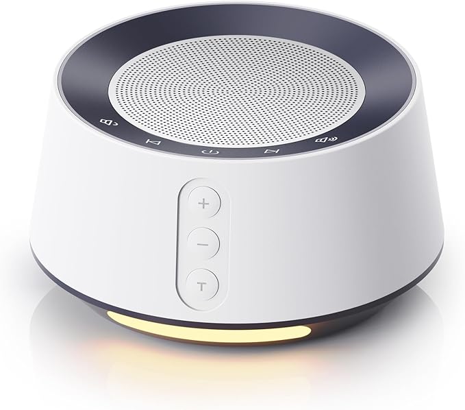 BGOVERSS White Noise Sound Machine with 20 Soothing Sounds, 10 Colors Night Light Sleep Machines Home Office Travel, 5 Timers and Memory Feature Sound Machine for Nursery Baby Kids Adults (White) - Bloomnest