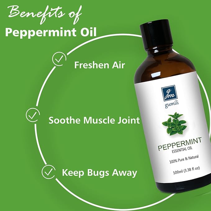 Peppermint Oil for Diffuser, Hair, Spray, Soap, Body Wash, 100% Pure Peppermint Essential Oil - 100ml - Bloomnest