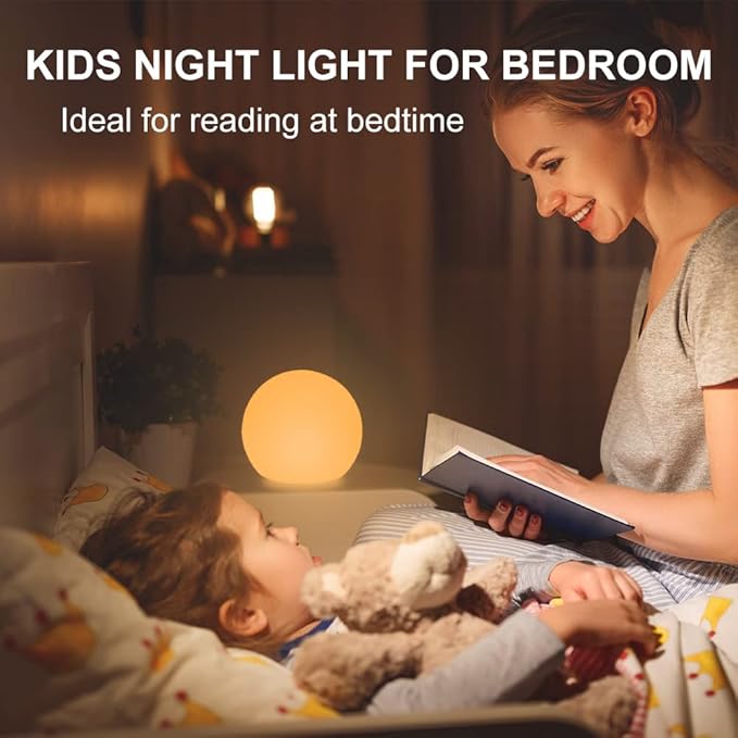 8-in LED Glowing Ball Light for Kid, 16 RGB Color Changing Globe Orb Night Light Mood Lamp w/Remote, Rechargeable Light Up Ball Dimmable Sphere Bedside Lamp, Great for Bedroom Garden Patio Party Decor - Bloomnest