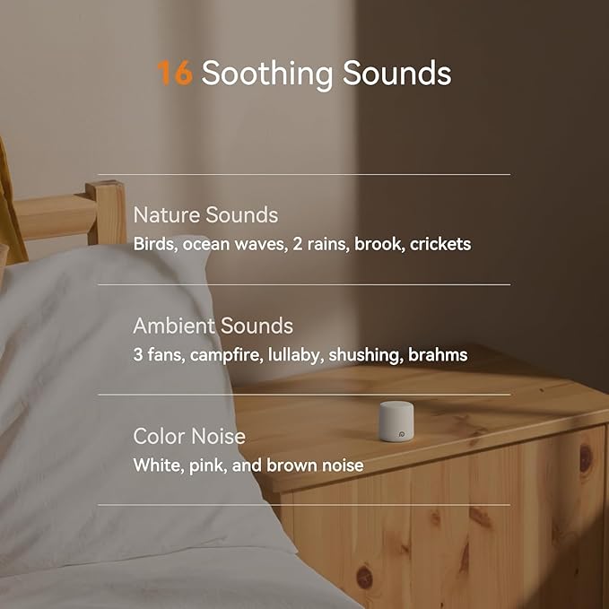 Dreamegg Travel White Noise Machine - Portable Sound Machine for Baby Adults, Travel Sound Machine for Sleep, 16 Nature Sound, Timer, White Noise Machine for Sleeping Gift, 2 Pack, White&Wood - Bloomnest