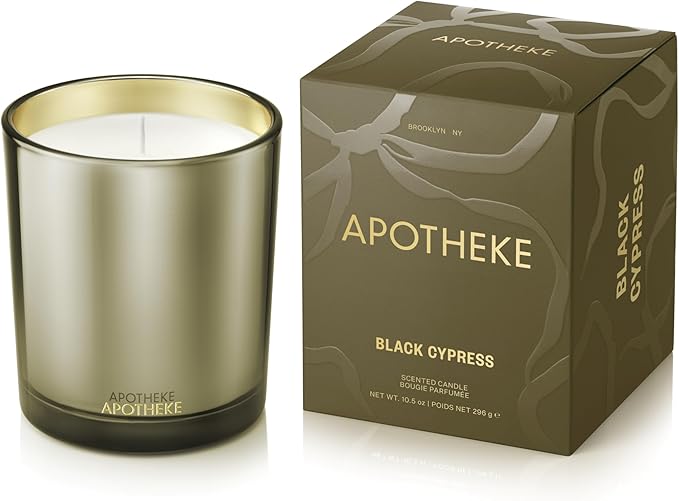 Apotheke Signature Candle Scented Candles for Home, Black Cypress - 10.5 oz Seasonal Soy Wax Jar Candle - Long-Lasting Fall Scented Fragrance with Perfume-Grade Essential Oils - Bloomnest