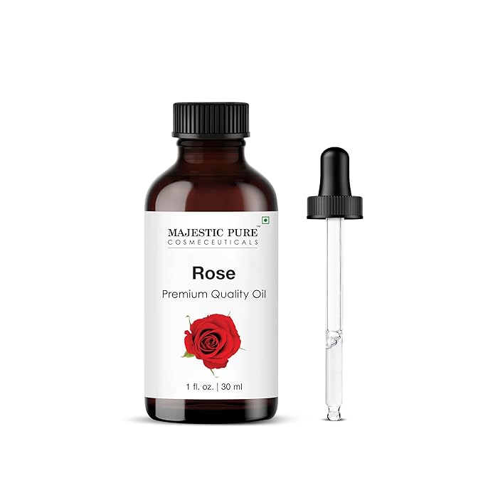 Majestic Pure Rose Essential Oil with Glass Dropper - 1 Fl Oz - 100% Pure and Natural Rose Oil - Premium Grade Essential Oils for Diffuser, Aromatherapy, Soap and Candle Making - Bloomnest