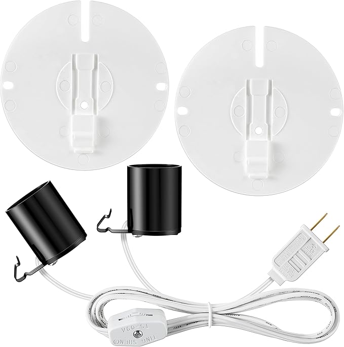 Meonum 10 FT Blow Mold Light Cord with 2 E27 E26 Light Bases, Compatible with MB48 Replacement Cord for Blow Molds, Mold Accessory Cord Kit with Switch Fuse Plug for Halloween Christmas Salt Lamp