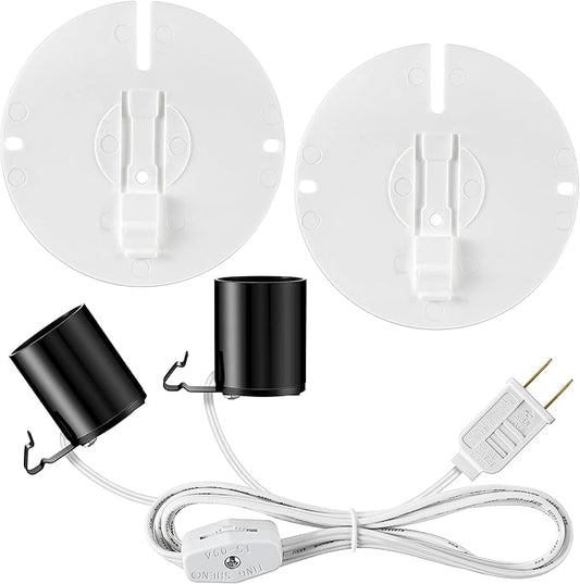 Meonum 10 FT Blow Mold Light Cord with 2 E27 E26 Light Bases, Compatible with MB48 Replacement Cord for Blow Molds, Mold Accessory Cord Kit with Switch Fuse Plug for Halloween Christmas Salt Lamp