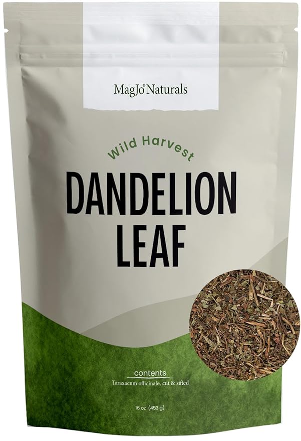 MagJo Naturals Wild-Harvest Dandelion Leaf (16 ounces) Cut & Sifted, Non-irradiated, Taraxacum officinale, Bulk 1 Pound, herbal infusion, te diente de leon organico - Bloomnest