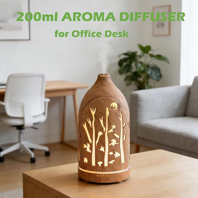 3 Essential Oil Diffuser Set,7.1''x3.5'' Aromatherapy Diffusers,Desk Humidifiers for Office,Small 200ml Humidifier with 7 LED Colors Night Lights,Waterless Auto-Off for Home Decor Gift (Tree) - Bloomnest