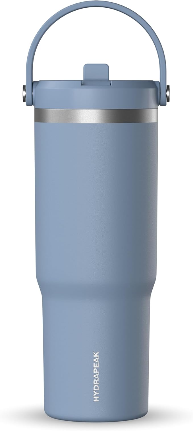 Hydrapeak Nomad 32 oz Tumbler with Handle and Straw Lid, Leakproof, Double Insulated, 32oz Cup Stainless Steel (Modern Blue) - Bloomnest