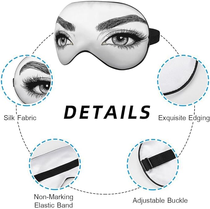 Sexy Eyes Sleep Eye Mask Woman Eyelashes Eyebrows Beautiful Silk Eye Mask Sleeping Soft Eye Shade Cover for Men Women Boy Girl Airplane Travel with Elastic Strap - Bloomnest