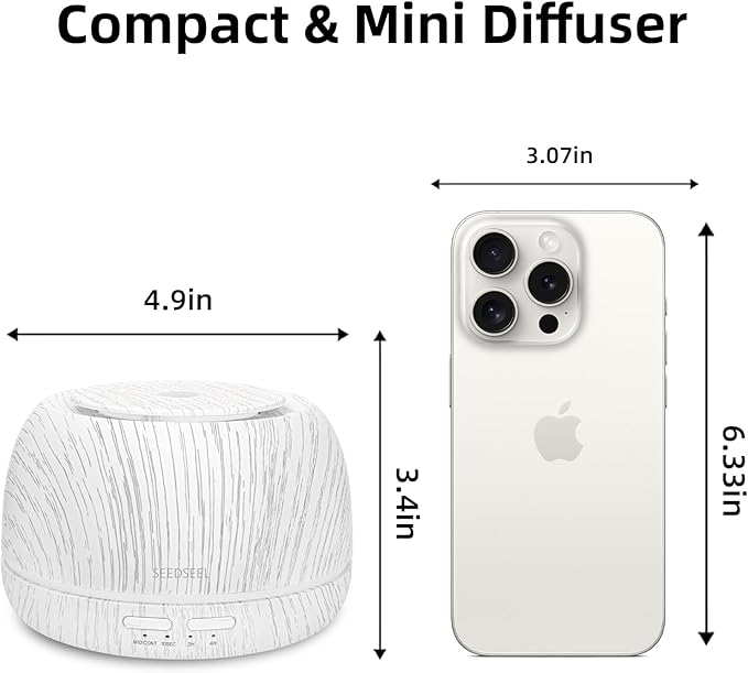 300ML Essential Oil Diffuser, Aromatherapy Diffuser,with Remote Control, 7-Color LED Lights,8 Hours Run Time,Suitable for Home, Bedroom - Bloomnest