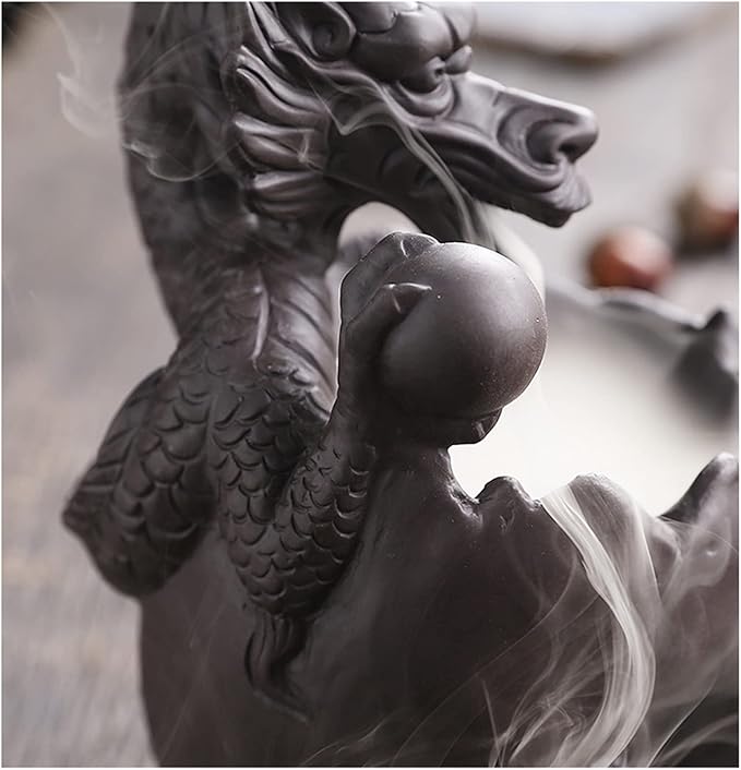 Dragon Waterfall Incense Holder - Ceramic Backflow Burner with Skull Head, Zen Meditation Decor for Home, Bedroom, Yoga Studio - Unique Dragon Statue Gift for Aromatherapy & Relaxation - Bloomnest