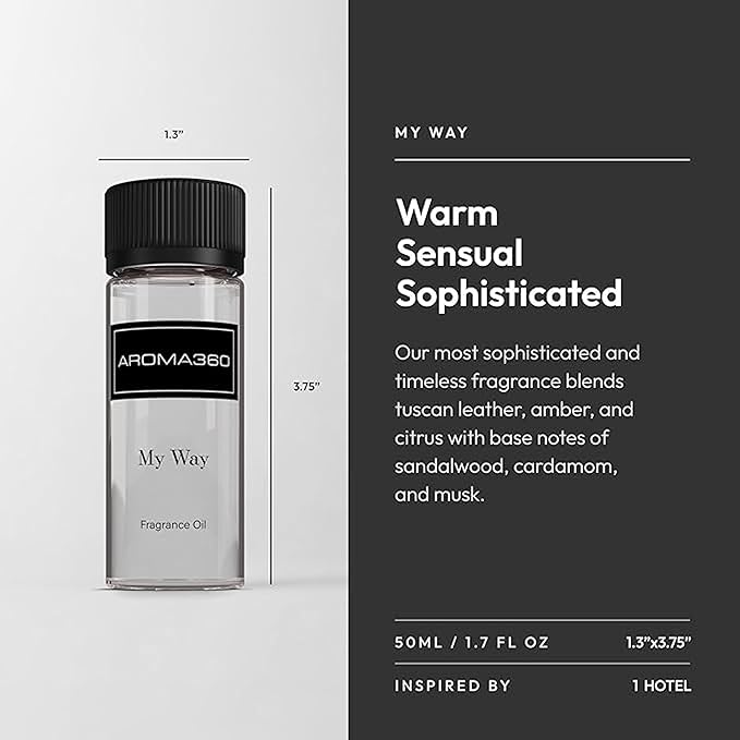 Aroma360 - My Way Fragrance Oil Blend - Hotel Inspired for Luxury Essential Oil Diffusers - Aromatherapy Scent Diffuser - Lush Sandalwood, Warm Cedar, and Delicate Florals - 50ML - Bloomnest