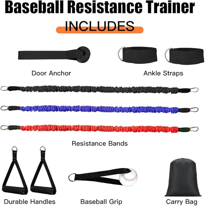 Baseball Resistance Trainer,Training Aid for Baseball Softball Pitchers,Interchangeable Grips to Build Arm Strength,Arm Bands for Baseball Players,Baseball Throwing Trainer,Great to Warm-Up - Bloomnest