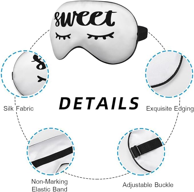 Sweet Dreams Eye Mask Sleeping Mask Cute Eyelashes White Sleep Masks Silky Soft Eye Cover for Women Men Shading Blindfold for Air Travel Sleeping - Bloomnest