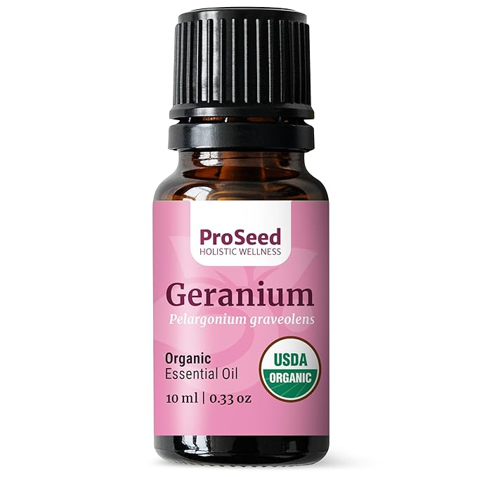 ProSeed Organic Essential Oil – Steam Distilled for Aromatherapy, Calm & Skin Care – Non-GMO, Handmade 10ml (0.33oz) (Geranium) - Bloomnest