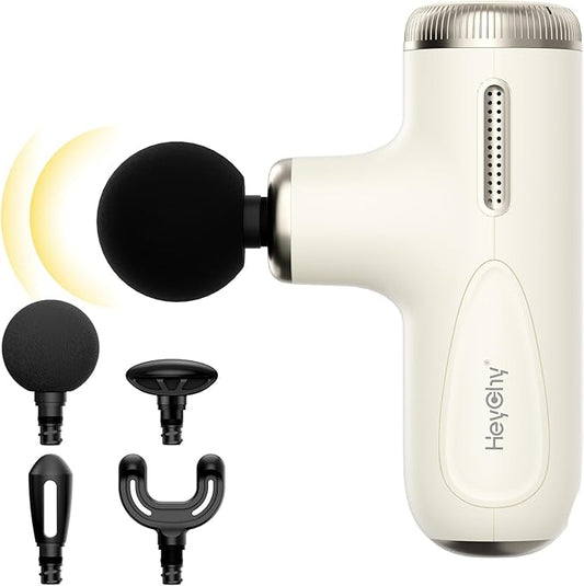 Super Mini Massage Gun Deep Tissue, Muscle Massager with 4-10mm Amplitude & 4 Heads, Portable Handheld Massager, Perfect Gifts for Athletes, Pain Relief at Home, Gym, Travel, Gym, White - Bloomnest