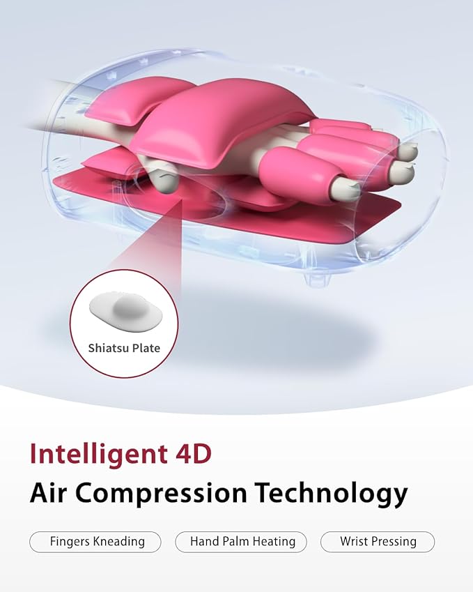 CINCOM Hand Massager with Heat and Compression, Finger and Palm Massage Machine for Pain Relief, Arthritis and Improved Circulation, Gifts for Women, Cordless and Rechargeable (White)