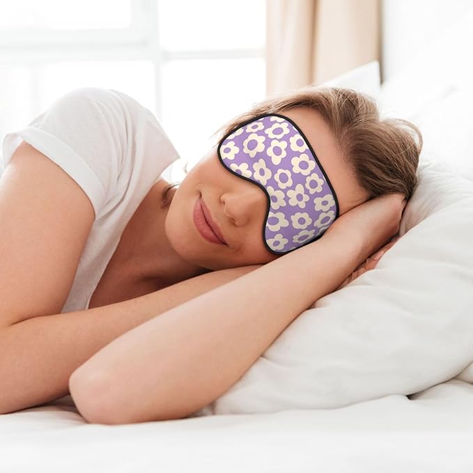 Vintage Groovy Flowers Sleeping Eye Mask Eye Mask for Sleeping Soft Comfort Eye Shade Blackout Eye Cover for Deep Rest Travel Nap Meditation - Bloomnest
