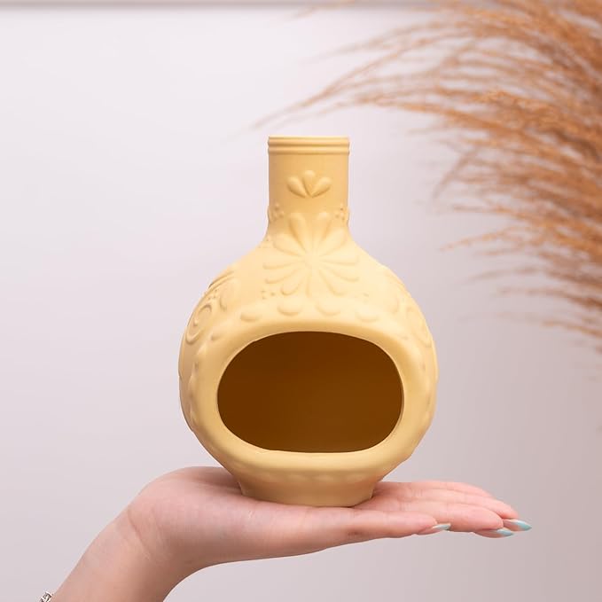 Handmade Ceramic Palo Santo Burner&Incense Holder-Mini Chimenea Dish for Sage Sticks,Copal,and Meditation Decor-Natural Clay Smudge Pot with Aromatic Design,Anxiety Relief Gifts for Women - Bloomnest