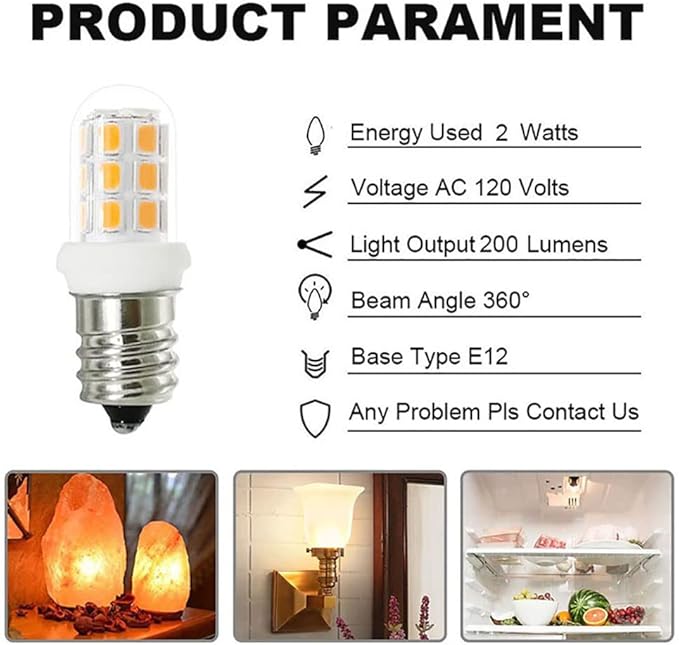Led Night Light Bulbs C7 E12 Candelabra Light Bulbs 15Watt Halogen Replacement 3000K Warm White Light for Chandelier, Salt Lamp Bulb, Pack of 8 - Bloomnest