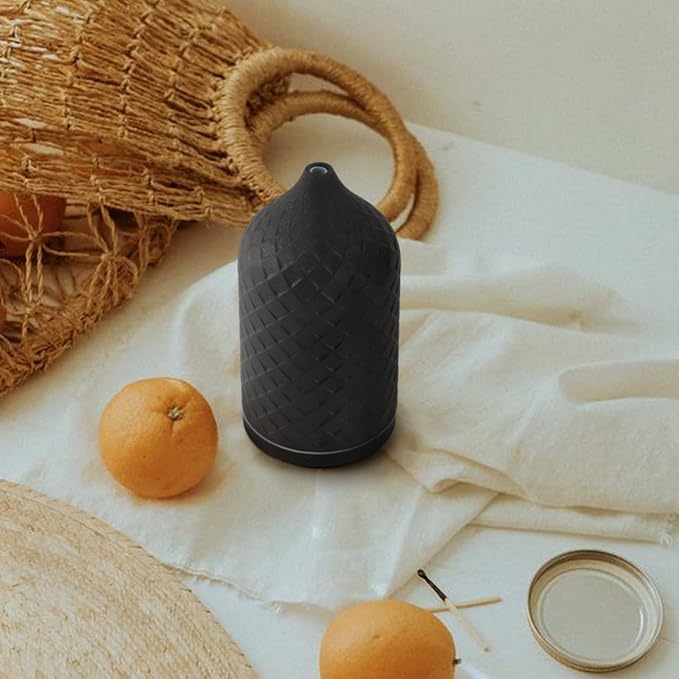 Essential Oil Diffuser for Home, Ceramic Aromatherapy Diffuser for Essential Oils, 120ml Oil Diffuser with Waterless Auto-Off and 7 LED Lights for Large Room Yoga Spa (Black) - Bloomnest