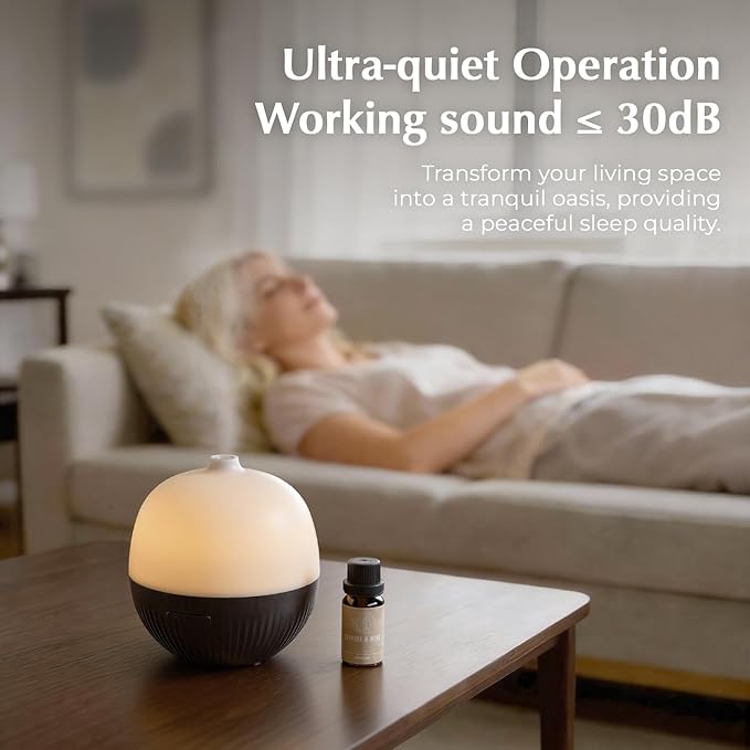 ARVIDSSON Essential Oil Diffuser, 100ml Aromatherapy Diffuser with Mood Light, Ultrasonic Oil Diffusers for Home, Small Diffuser for Essential Oils, Gift for Women - Dark Wood - Bloomnest