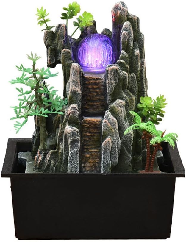 Tabletop Fountain House Decor Waterfall Fountain with Color-Changing LED Light for Office, Living Room, or Bedroom,Relaxing Indoor Tabletop Water Fountain(2816) - Bloomnest