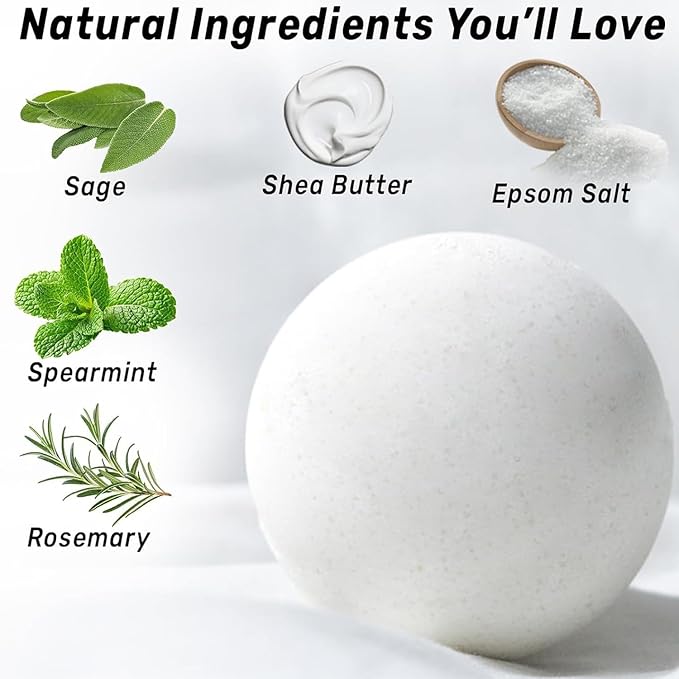 Sage Bath Bombs Spiritual Bath Energy Clearing Protection Shielding Smokeless Smudging Sage Rosemary and Spearmint Relaxation Stress Relief Spa Gift - Bloomnest