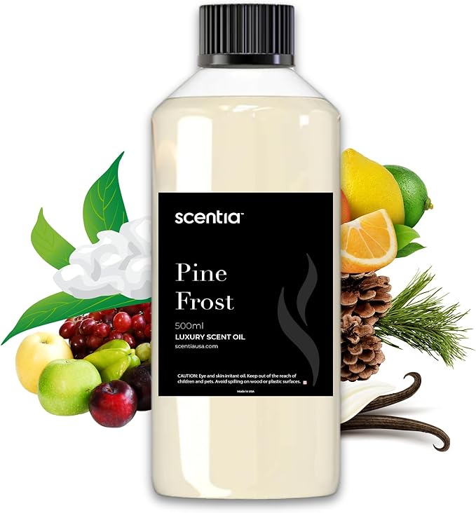 Scentia Pine Frost Essential Oil – 500ml Professional Holiday Diffuser Oil | Crisp Winter Blend with Fir, Pine, Citrus & Vanilla | Bulk Aromatherapy for Homes, Spas, Hotels & DIY Candle Supplies - Bloomnest